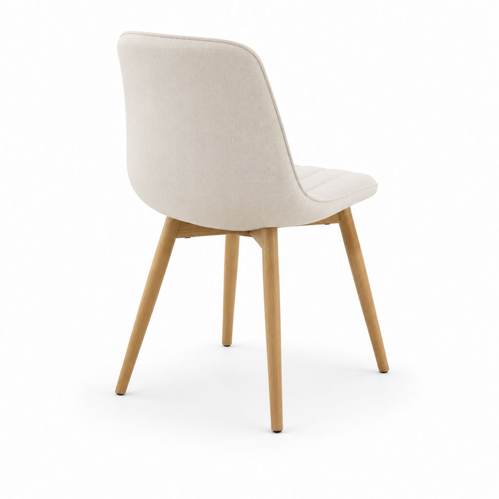 Esszimmerstuhl Beige mit Polyesterbezug und Massivholzbeinen 49 x 57 x 83 cm