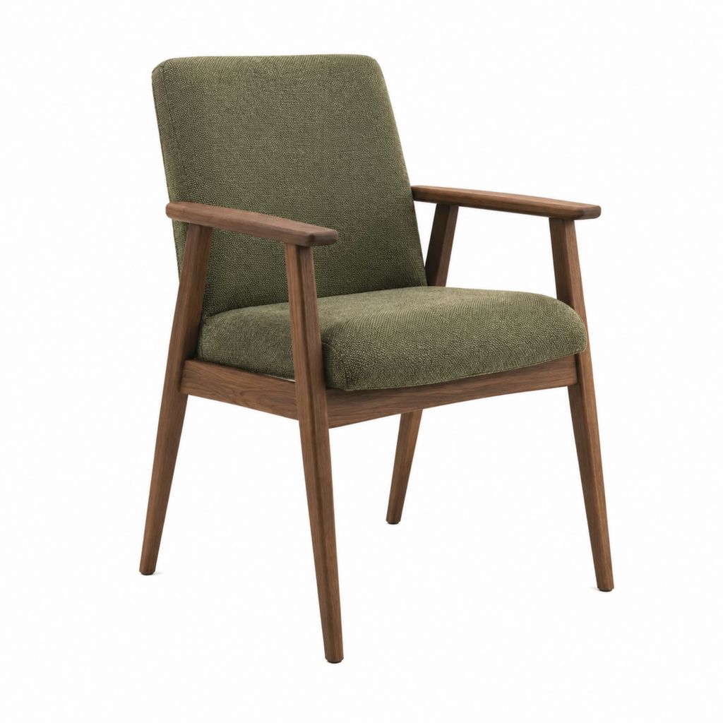 Esszimmerstuhl mit Armlehnen Olivgrün Polyester Massivholz 62 x 60 x 84 cm