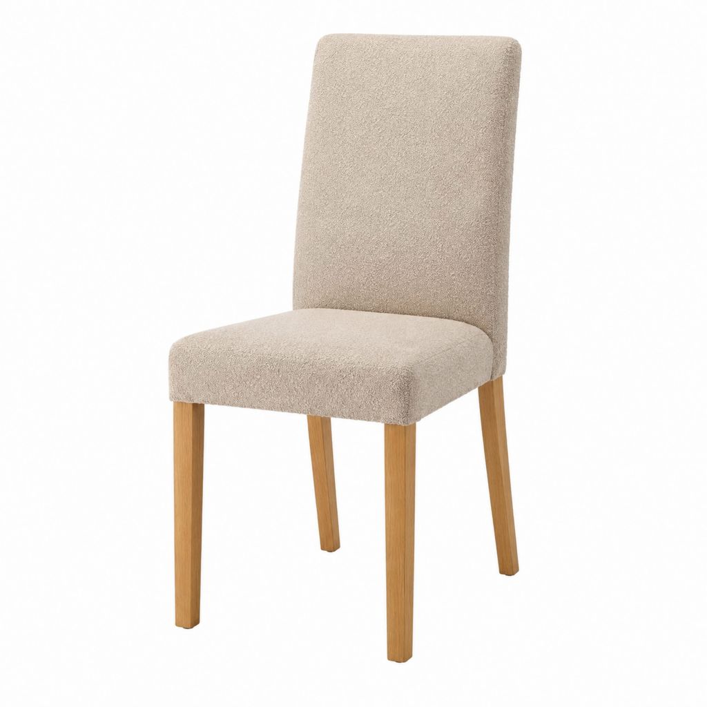 Esszimmerstuhl Beige mit Bouclé-Polyesterbezug und Massivholzbeinen 45 x 55 x 99 cm