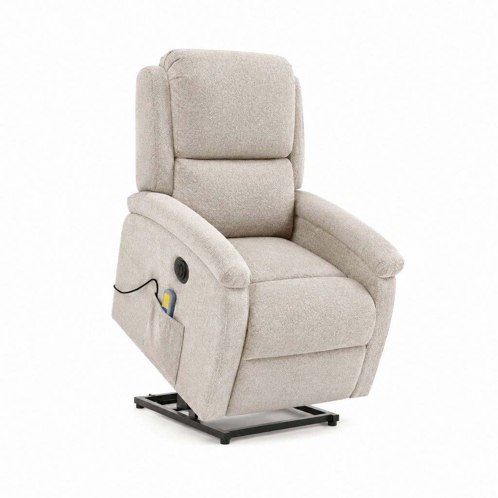 Elektrischer Relaxsessel mit Aufstehhilfe Beige Polyester-Bouclé rechteckig 90 x 95 x 105 cm