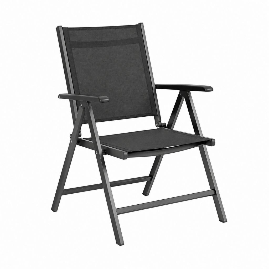 Klappbarer Gartenstuhl Schwarz Aluminium Textilene 58 x 65 x 110 cm