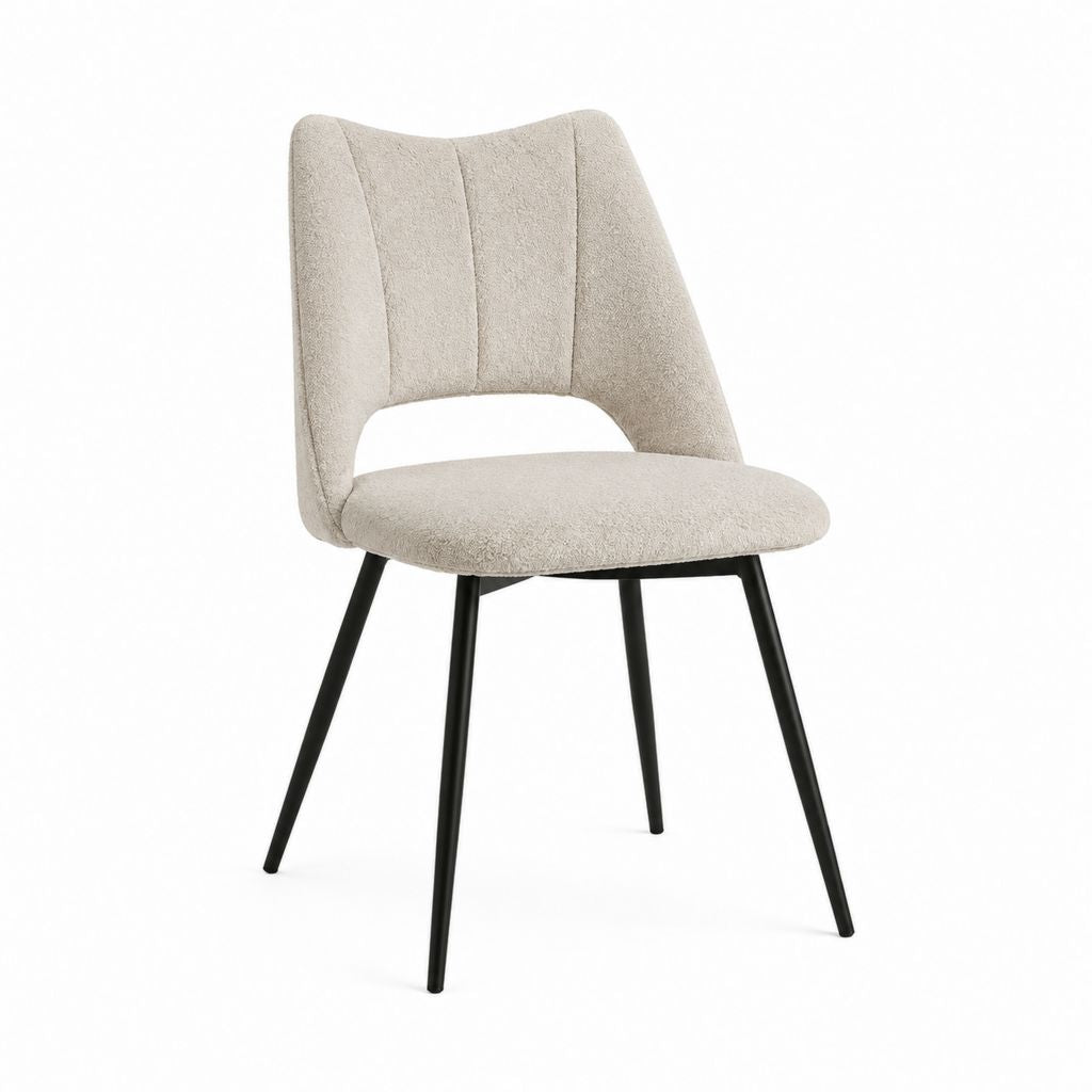 Esszimmerstuhl Beige mit Polyester-Bouclébezug und Stahlgestell 50 x 57 x 83 cm
