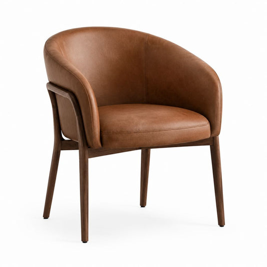 Sessel Braun mit PU-Kunstleder und Massivholzgestell 60 x 62 x 80 cm
