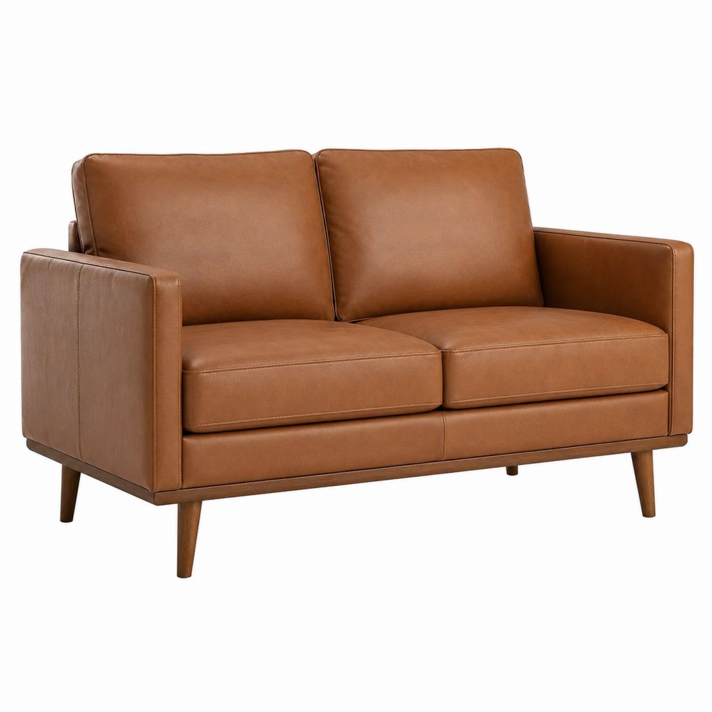 2-Sitzer Sofa Cognac PU-Kunstleder Rechteckig 160 x 89 x 85 cm