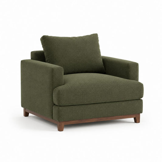 Sessel mit Armlehnen Olivgrün Polyesterbezug Massivholzgestell 100 x 90 x 85 cm