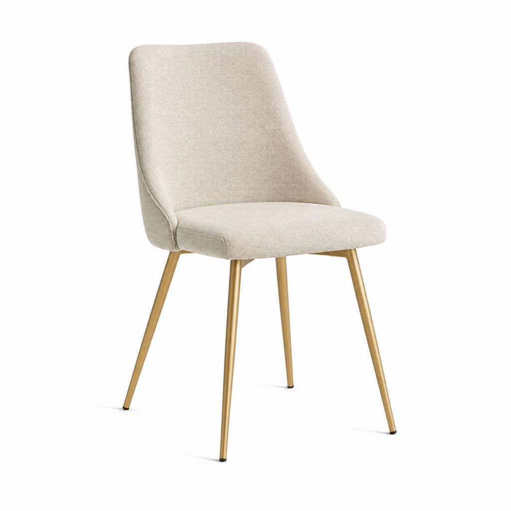 Esszimmerstuhl Beige aus Polyester mit goldfarbenen Stahlbeinen 47 x 56 x 88 cm