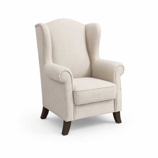 Ohrensessel Beige mit Polyesterbezug und Massivholzfüßen 80 x 85 x 105 cm