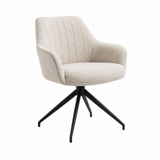 Drehbarer Esszimmerstuhl Beige mit Polyesterbezug und Stahlgestell 60 x 62 x 83 cm