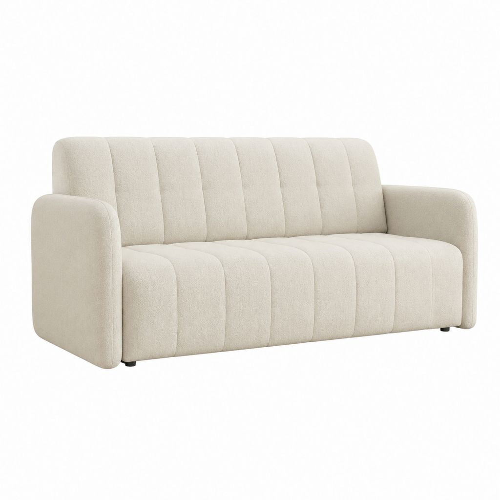 2-Sitzer Sofa Creme Polyester Bouclé Rechteckig 170 x 87 x 78 cm
