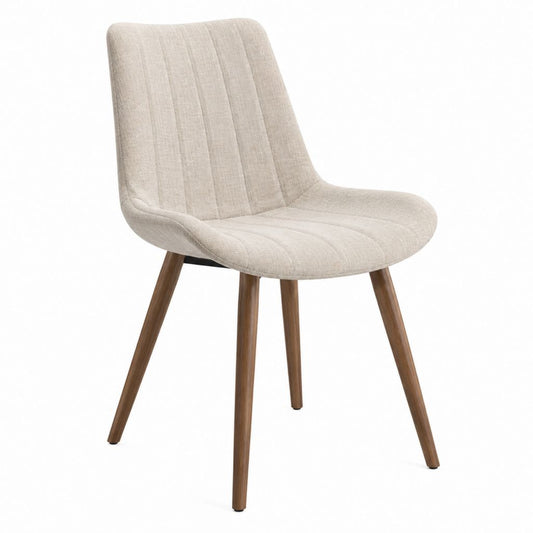 Esszimmerstuhl Beige mit Polyesterbezug und Massivholzbeinen 48 x 57 x 84 cm