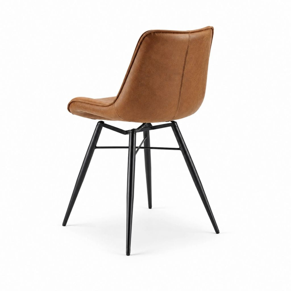 Esszimmerstuhl Braun mit PU-Bezug und Stahlgestell 49 x 60 x 86 cm