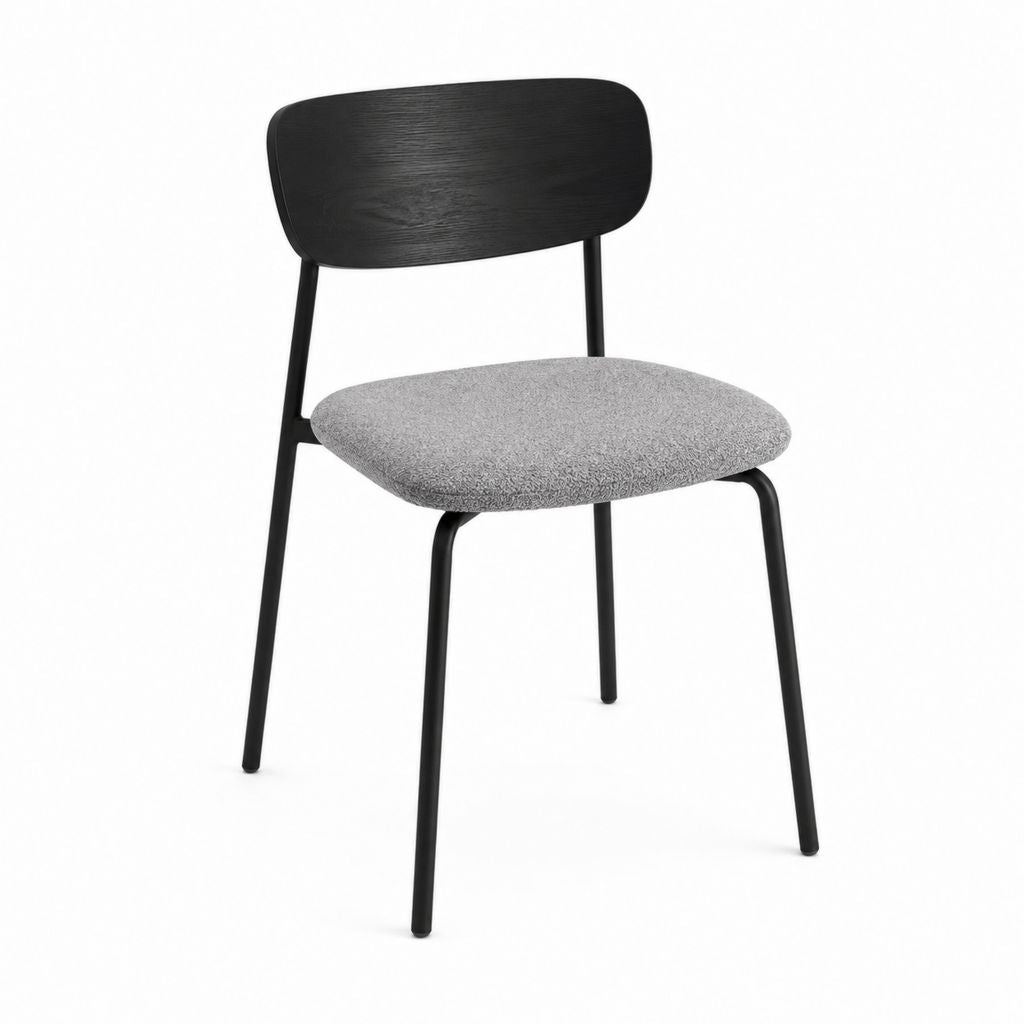 Esszimmerstuhl Grau Schwarz mit Polyesterpolster Sperrholz-Rückenlehne Stahlgestell 50 x 53 x 80 cm