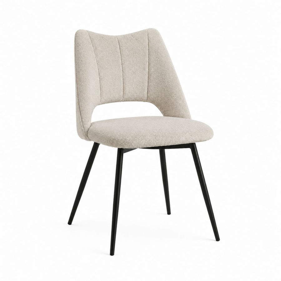 Esszimmerstuhl Beige mit Polyester-Bouclébezug und Stahlgestell 50 x 57 x 83 cm