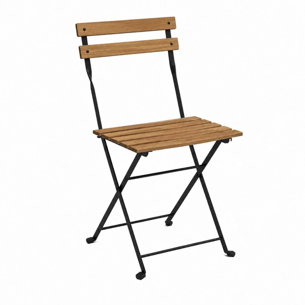 Klappbarer Gartenstuhl Braun Schwarz aus Akazienholz und pulverbeschichtetem Stahl 42 x 45 x 80 cm