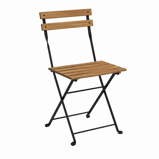Klappbarer Gartenstuhl Braun Schwarz aus Akazienholz und pulverbeschichtetem Stahl 42 x 45 x 80 cm