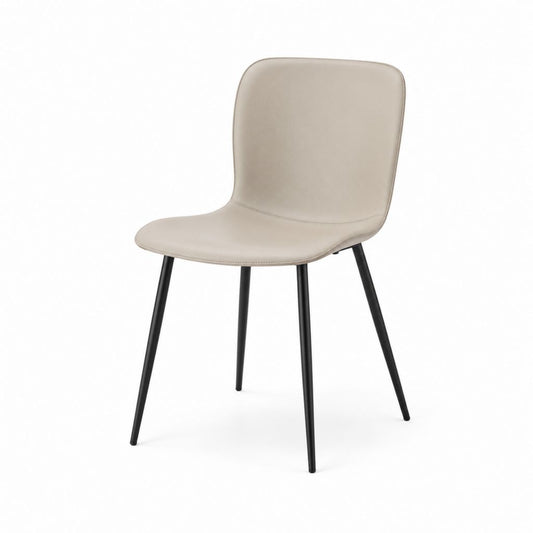 Esszimmerstuhl Beige PU-Kunstleder mit hoher Rückenlehne Stahlgestell 45 x 55 x 84 cm