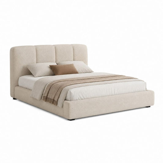 Stauraumbett Polsterbett Beige Polyester Rechteckig Liegefläche 180 x 200 cm